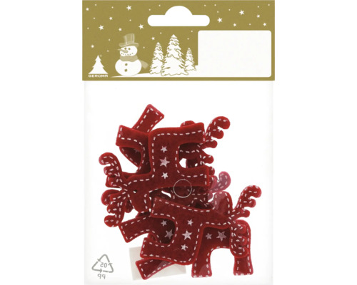 Objet de décoration renne feutre rouge 6 pièces Rennes décoratifs en feutre, décoration de Noël