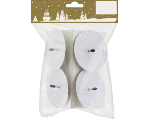 Bougeoir métal Ø 7 cm H 5 cm blanc 4 pièces Quatre patins de meubles ronds avec tige dans un emballage transparent.