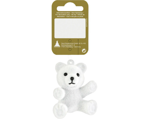 Weißer Teddybär zum Aufhängen als Weihnachtsbaumschmuck