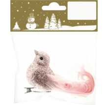 Oiseau décoratif à paillettes avec plume pour la période de Noël