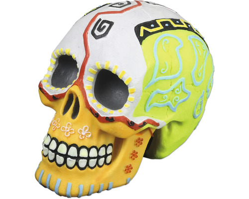 Dekorativer Totenkopf mit bunten Verzierungen