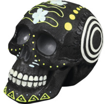 Dekorativer Totenkopf mit Blumen- und Punktmuster