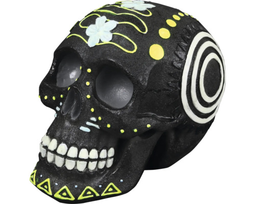 Dekorativer Totenkopf mit Blumen- und Punktmuster