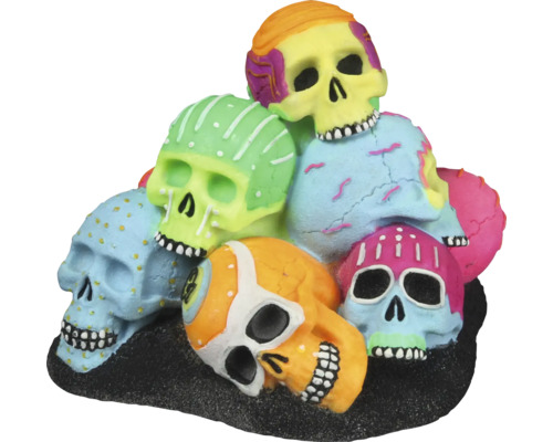 Aquariumdekoration AQUA DELLA Dia de los Muertos Schädelhaufen ca. 15,1 x 14,2 x 11,8 cm Polyesterharz, Halloweenfigur Dekorative Schädelpyramide als Halloween-Dekoration