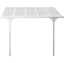 Freistehendes Terrassendach mit transparenten Paneelen.
