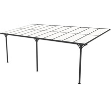 Toit de terrasse autoportant de forme rectangulaire avec plusieurs piliers de soutien