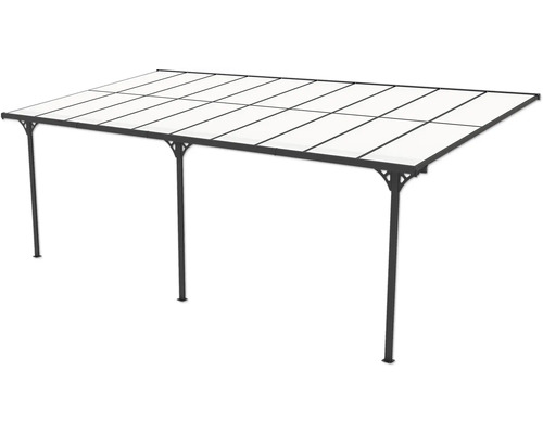 Toit de terrasse autoportant de forme rectangulaire avec plusieurs piliers de soutien