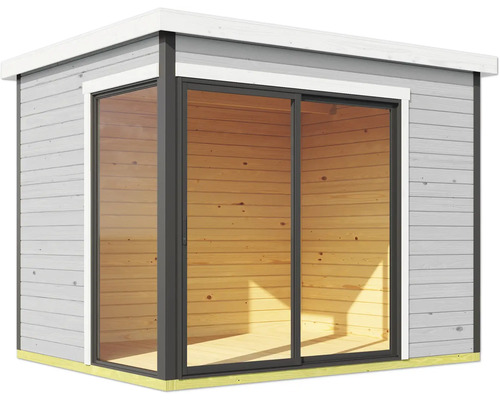 Abri de jardin avec porte coulissante en verre