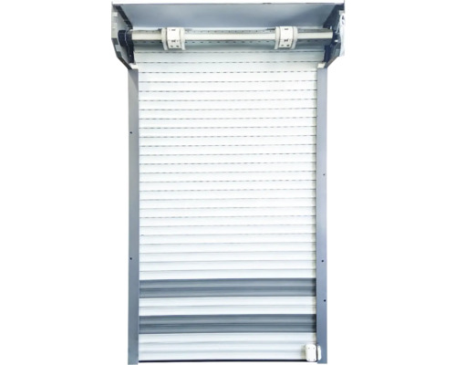 Volet roulant fermé avec des lamelles horizontales