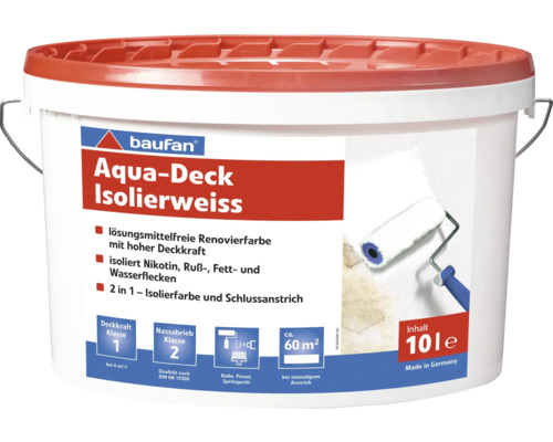 Peinture de rénovation Baufan Aqua-Deck blanc 10 l Seau de peinture de rénovation Baufan Aqua-Deck Isolierweiss, contenu dix litres