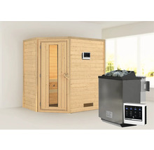 Holzsauna mit Saunaofen und Steuerung
