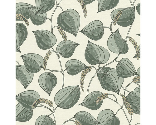 Papier peint intissé 580518 Allegretto branches vert Papier peint à motif de feuilles et de baies
