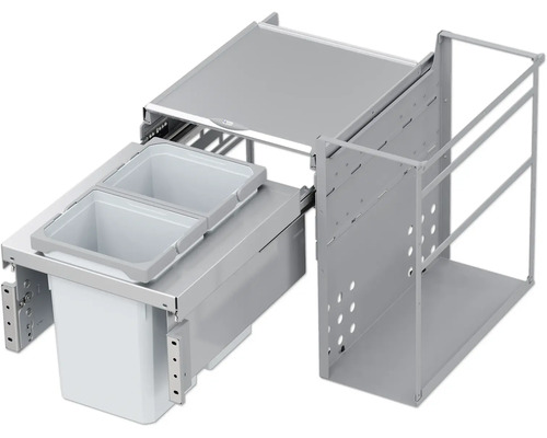 Vauth & Sagel Mülltrennsystem Einbaumülleimer für Wasseraufbereitung VS ENVI Space Water-Plus-20L Anzahl Fächer 2 10 Liter silber grau Küchenschrankauszug mit Abfallbehältern und Ablage