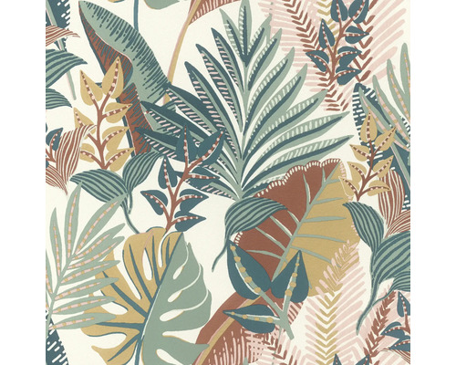 Papier peint intissé 791624 Allegretto feuilles vert Papier peint avec des feuilles tropicales