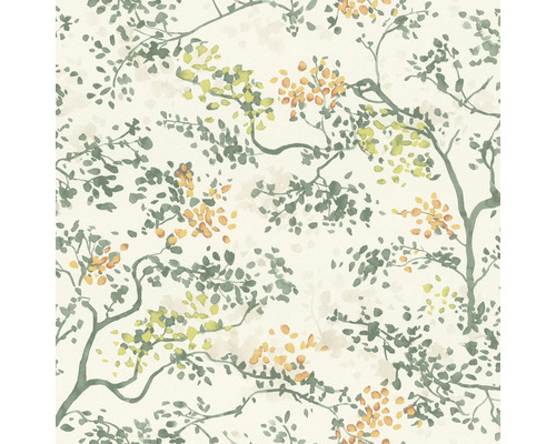 Papier peint intissé 791730 Allegretto feuilles vert Papier peint avec des branches et des feuilles
