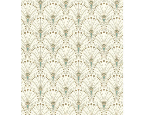 Papier peint intissé 792232 Allegretto graphique vert Papier peint motif éventail art déco