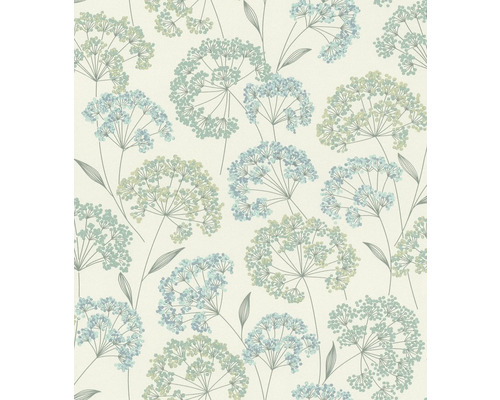 Papier peint intissé 793314 Allegretto fleurs turquoise Papier peint à motif floral d''ombelles