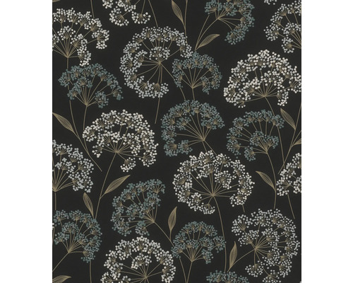 Papier peint intissé 793321 Allegretto fleurs noir Papier peint avec motif floral sur fond sombre