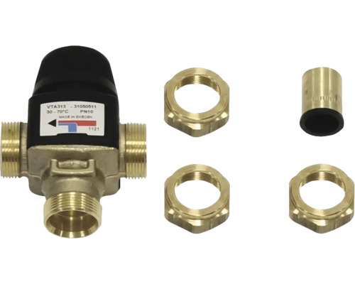 Vaillant Warmwasser-Thermostatmischer als Verbrühungsschutz für Solarspeicher 3/4" 302040 Thermostat-Mischventil mit Messingverschraubungen