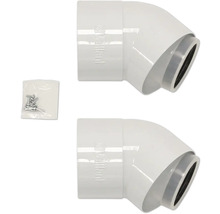 Deux coudes Vaillant blancs à 45 degrés avec vis