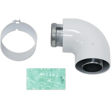 Coude de conduit de fumée avec rosace et matériel de montage pour les installations de chauffage