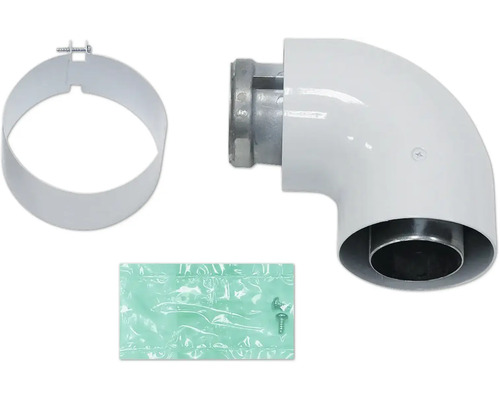 Coude de conduit de fumée avec rosace et matériel de montage pour les installations de chauffage