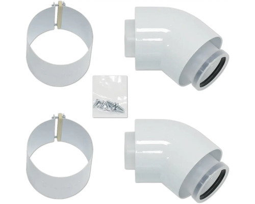 Coude de tuyau d'évacuation, collier de serrage et vis