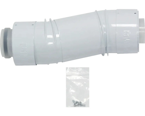 Vaillant Variobogen Ø60/100 mm konzentrisch PP mit Versatzausgleich von 33-56 mm weiß 303919 Vaillant Abgasrohr mit Befestigungsmaterial