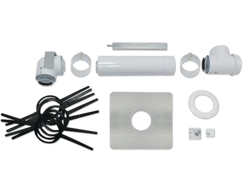 Kit de raccordement de base Vaillant DN80/125 mm pour conduit de fumée 80/125 mm concentrique PP 303220 Kit d'installation de système d'extraction d'air avec tuyaux, colliers et joints