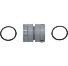 Aufsicht auf eine Abwasserrohr-Verbindungsmuffe mit Dichtungsringen