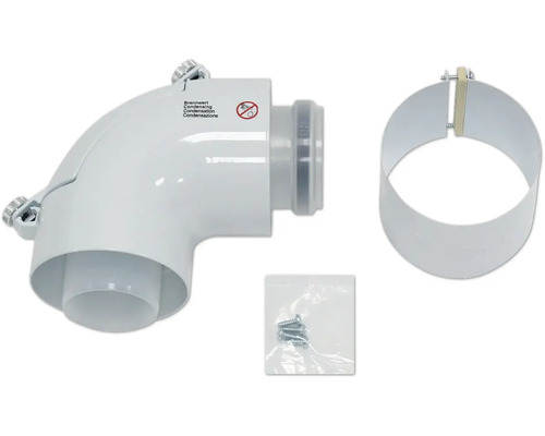 Coude avec matériel de fixation pour appareils à condensation