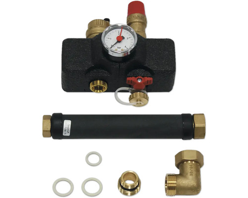 Vaillant groupe de sécurité pour chaudière 1/2" pour alle Vaillant chaudière jusqu'à 50 kW 307591 Distributeur de chauffage avec manomètre, vanne d'arrêt, raccord vissé et joints d'étanchéité