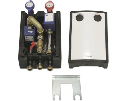 Distributeur de circuit de chauffage Vaillant avec pompe, manomètre et accessoires de montage