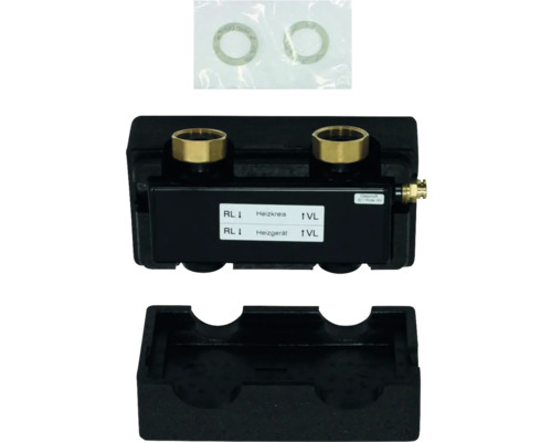 Séparateur hydraulique Vaillant WH 27 (2 m³/h) diagonal DN25 avec isolation thermique 306727 Distributeur de circuit de chauffage avec raccords, joints et boîtier de montage