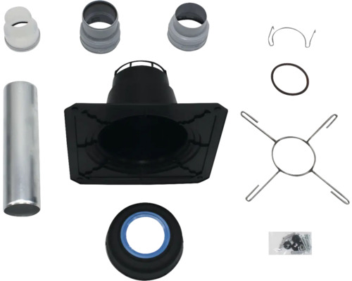 Vaillant Set 1 Grundelemente für flexible Abgasleitung DN 100 PP Schachtabdeckung 303516 Abbildung verschiedener Ofenrohrkomponenten und Zubehörteile