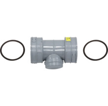 Vue de dessus d'un raccord de tuyau d'évacuation avec deux joints d'étanchéité