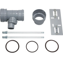 Kit de tuyaux d'évacuation avec té, manchon, rail de montage, colliers de serrage et joints d'étanchéité
