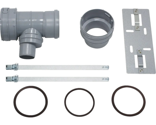Vaillant Set 7 T-Stück DN100 PP für Abgasanschluss Ø60/100 mm PP 0020016409 Abwasserrohr-Set mit T-Stück, Muffe, Montageschiene, Rohrschellen und Dichtungsringen