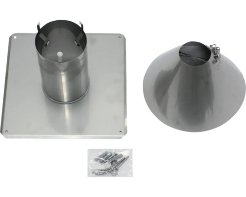 Vaillant Schachtabdeckung Edelstahl DN80 für 330 x 330 mm Schacht 0020021007 Vogelhaus-Montageset mit Montageplatte, Kegel und Befestigungsmaterial