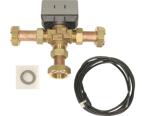 Dreiwegeventil mit Stellantrieb, Dichtung und Kabel