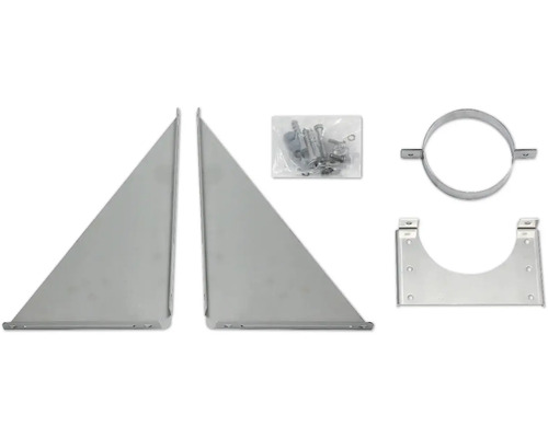 Accessoires de montage pour stores de balcon, comprenant des supports muraux, des colliers de serrage et des vis