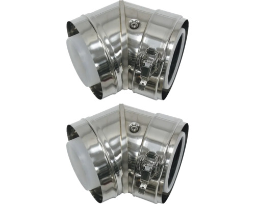 Deux coudes de tuyau de poêle avec un angle de 45 degrés