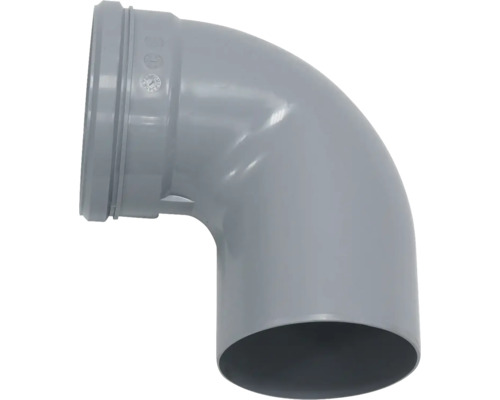 Coude de tuyau en plastique gris pour installations sanitaires