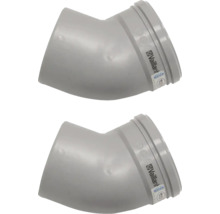 Deux coudes de tuyau en plastique gris