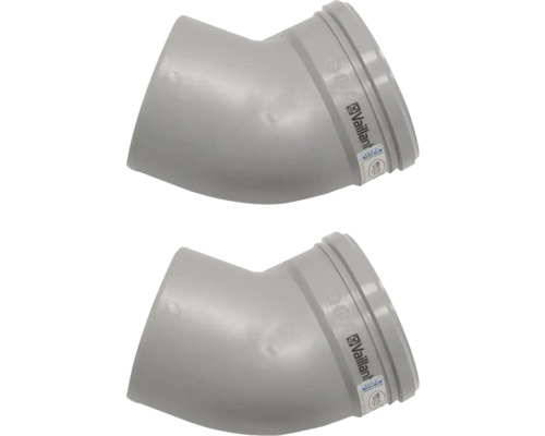 Deux coudes de tuyau en plastique gris