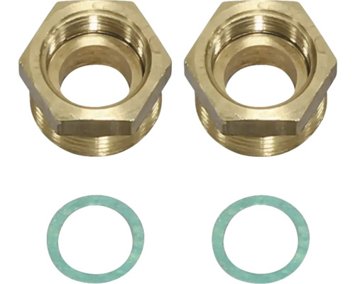 Vaillant Adapter für flexibles Anschlussrohr 1" 1" x 3/4" AG/IG 20059767 Zwei Messingverschraubungen mit Dichtungsringen