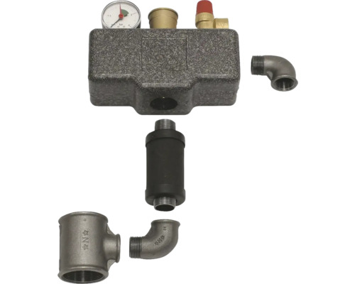 Vaillant groupe de sécurité pour chaudière 3/4" pour ecoVIT 65 kW 0020060830 Kit de distribution de circuit de chauffage avec manomètre, purgeur et raccords