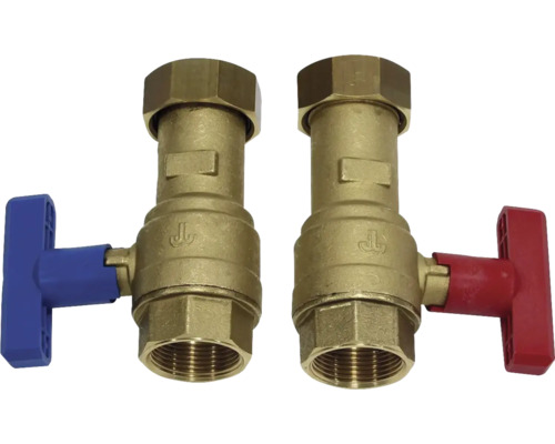 Vaillant Installations-Set 2 Wartungshähne G 1 1/2 x Rp 1 1/4 für ecoTEC plus VC 406/5-5 - 636/5-5 und 806/5-5 - 1206/5-5 0020059560 Zwei Absperrkugelhähne aus Messing mit T-Griff