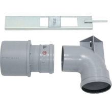 Garniture d'écoulement avec coude, manchon de raccordement et rail de fixation