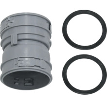 Raccord de tuyau en plastique gris avec deux joints d'étanchéité